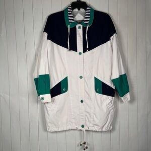VTG Retro Spencer Douglas Nautical Coat Button Jacket Colorblock Oversized Small